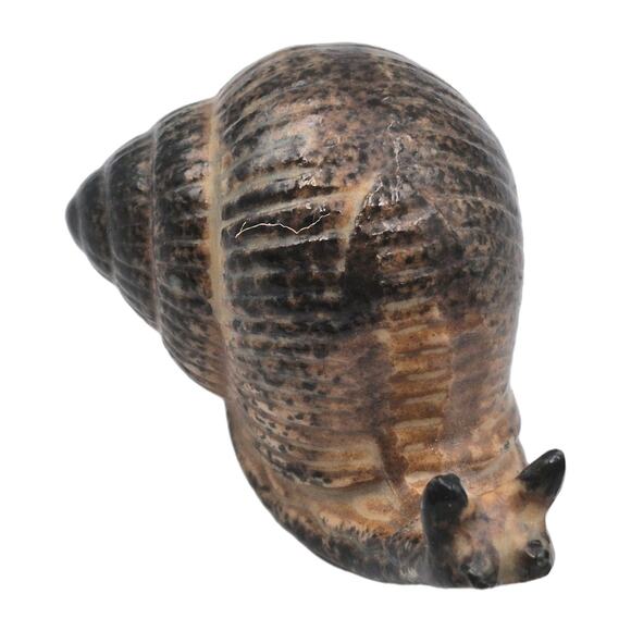 MCM Ceramic Snail Miniature Figurine Spiral Shell Japan 2.5" Brown Glaze - Picture 2 of 7